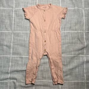 Petite Maison‎ x Nono 12 Months Short Sleeve Jumpsuit Cotton Ruffle Sleeve Peach